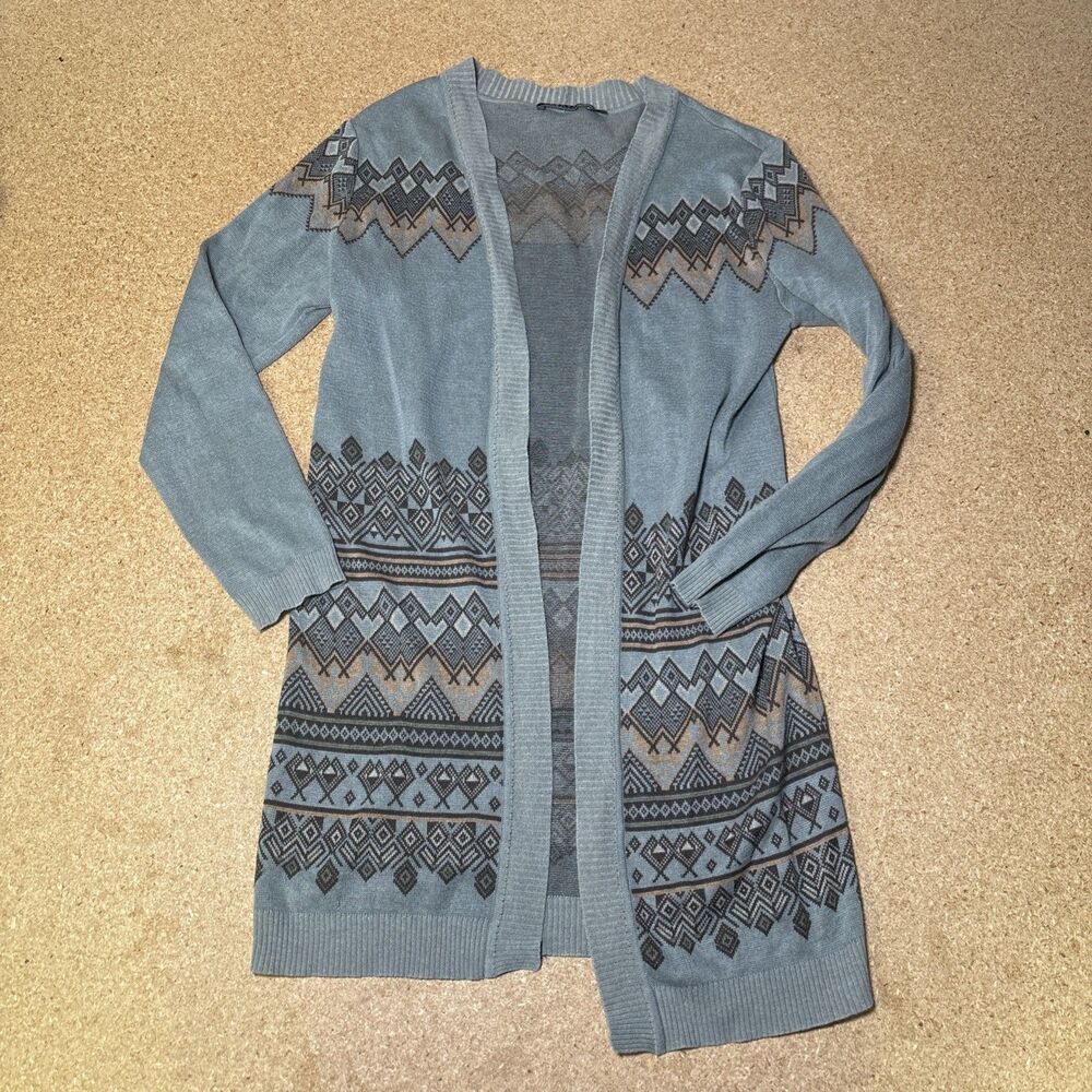 Peruvian Connection Cardigan Sweater Aztec Southwest Cotton Cowgirl Size S E2
